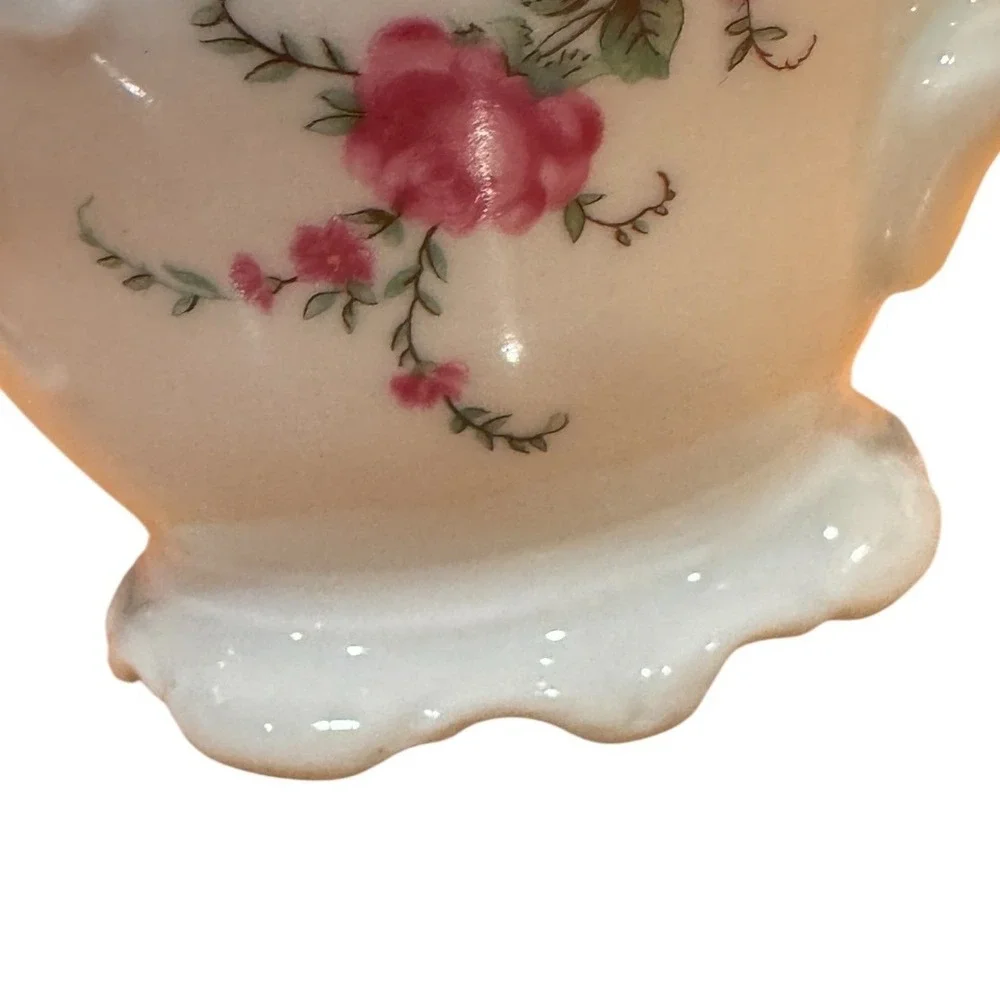 Wavel Poland Vintage Floral Porcelain Creamer Pitcher Pink Roses Gold Trim